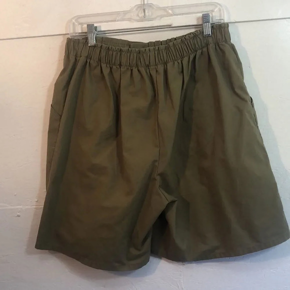 Elastic Waist Olive Green Shorts with Pockets Casual Comfy Everyday - Picture 5 of 11